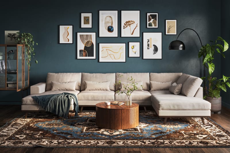 Copenhagen 5-sits Högervänd U-formad Large Soffa med Divan och Schäslong i Sammet - Beige - Möbler - Vardagsrum - Soffor - Sammetssoffor