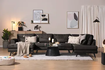 Copenhagen 5-sits Högervänd U-formad Soffa med Divan och Schäslong i Sammet - Mörkgrå - Möbler - Vardagsrum - Soffor - U-soffor