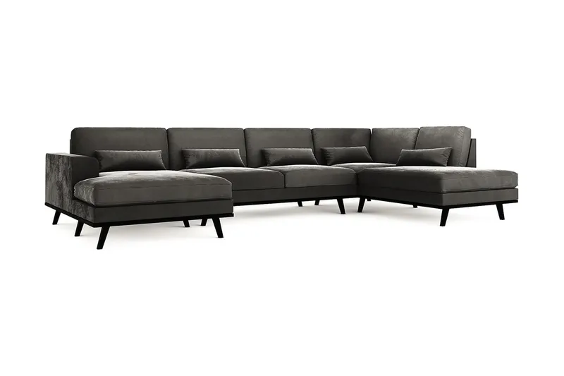 Copenhagen 5-sits Högervänd U-formad Soffa med Divan och Schäslong i Sammet - Mörkgrå - Möbler - Vardagsrum - Soffor - Sammetssoffor