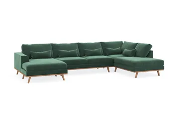 Copenhagen 5-sits Högervänd U-formad Soffa med Divan och Schäslong i Sammet - Mörkgrön - Möbler - Vardagsrum - Soffor - Sammetssoffor
