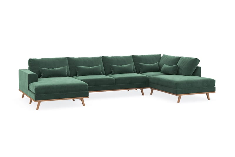 Copenhagen 5-sits Högervänd U-formad Soffa med Divan och Schäslong i Sammet - Mörkgrön - Möbler - Vardagsrum - Soffor - Sammetssoffor