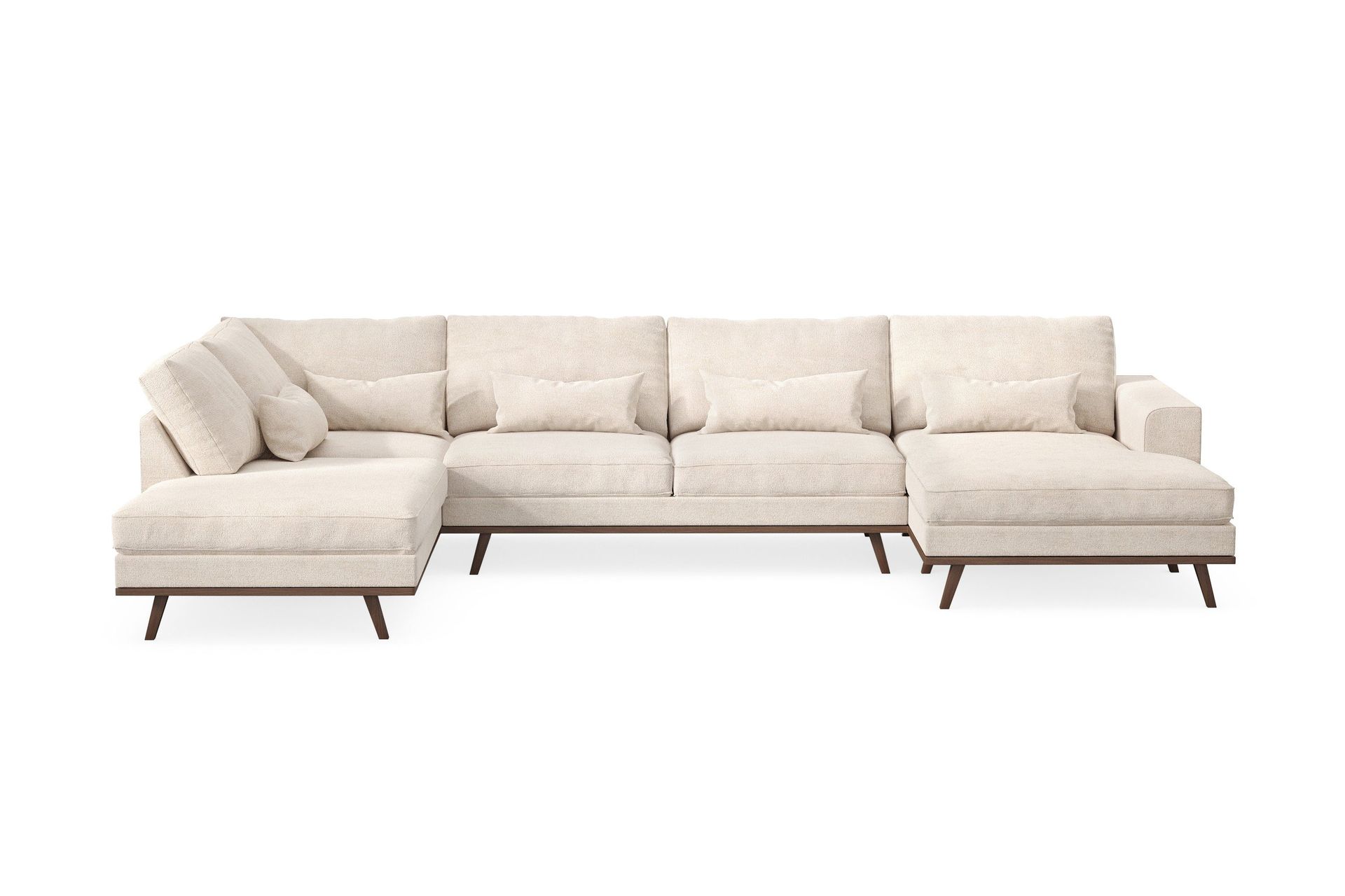 copenhagen 5-sits vänstervänd u-formad large soffa med divan och schäslong i chenille - beige