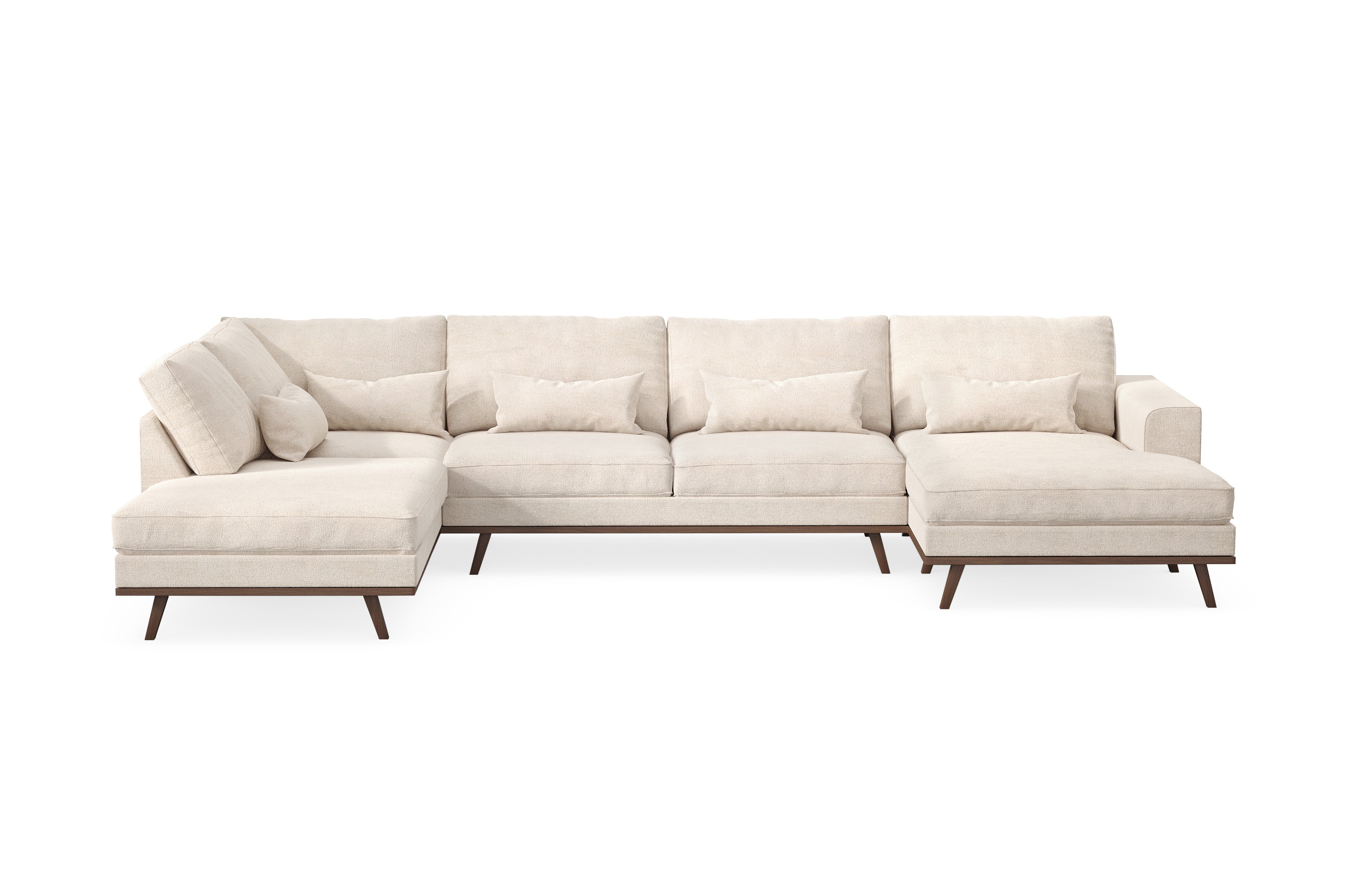 copenhagen 5-sits vänstervänd u-formad large soffa med divan och schäslong i chenille - beige