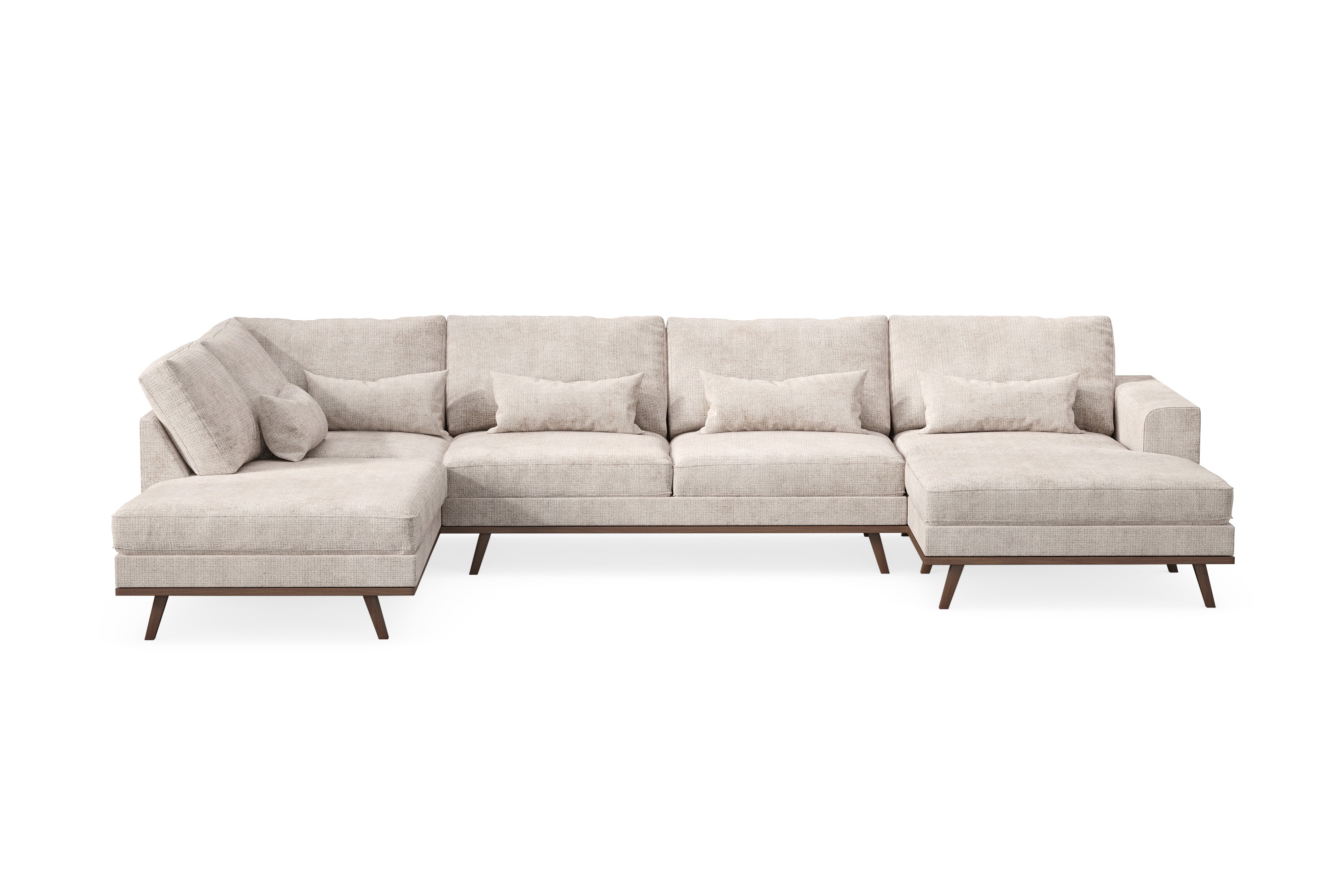 copenhagen 5-sits vänstervänd u-formad large soffa med divan och schäslong i chenille - grå / beige