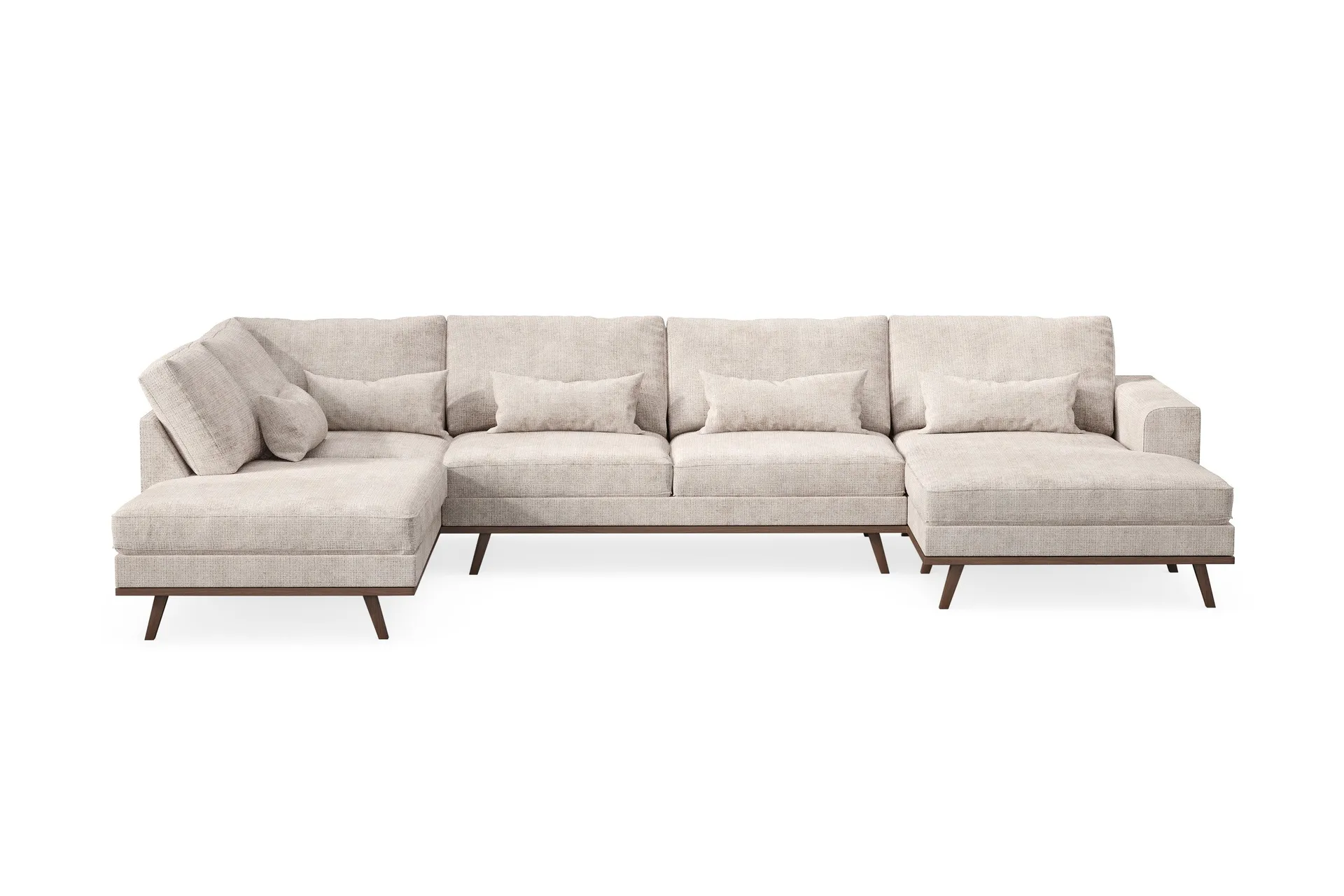 copenhagen 5-sits vänstervänd u-formad large soffa med divan och schäslong i chenille - grå / beige