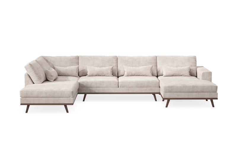 Copenhagen 5-sits Vänstervänd U-formad Large Soffa med Divan och Schäslong i Chenille, Grå / Beige