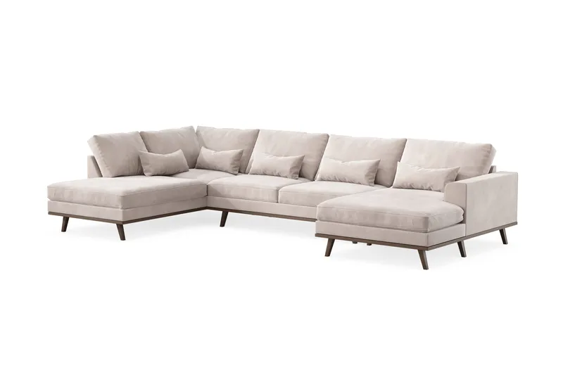 Copenhagen 5-sits Vänstervänd U-formad Large Soffa med Divan och Schäslong i Sammet - Beige - Möbler - Vardagsrum - Soffor - Sammetssoffor