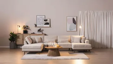 Copenhagen 5-sits Vänstervänd U-formad Large Soffa med Divan och Schäslong i Sammet - Beige - Möbler - Vardagsrum - Soffor - U-soffor