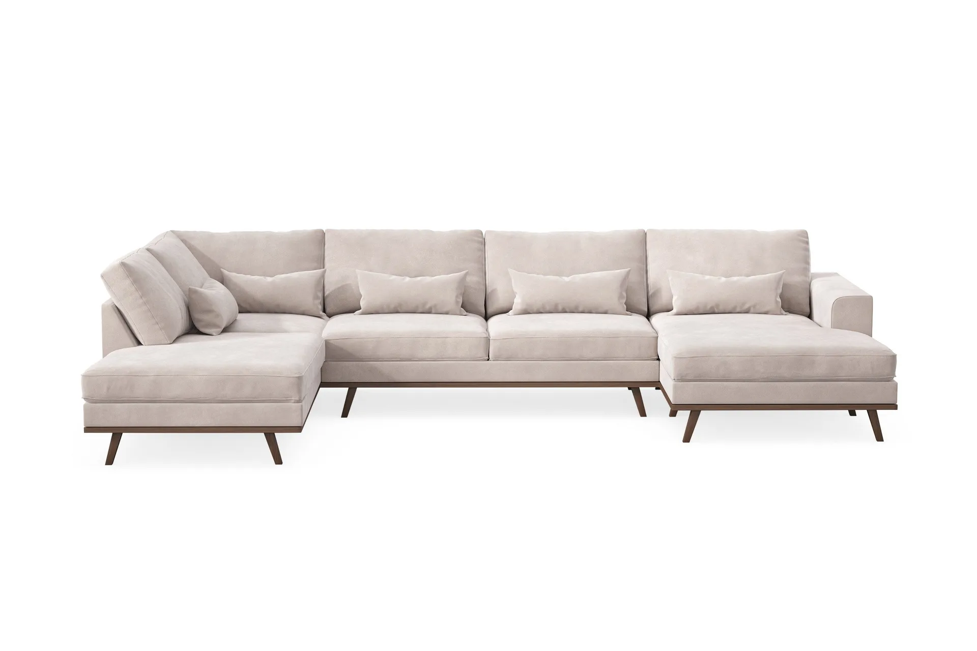 copenhagen 5-sits vänstervänd u-formad large soffa med divan och schäslong i sammet - beige