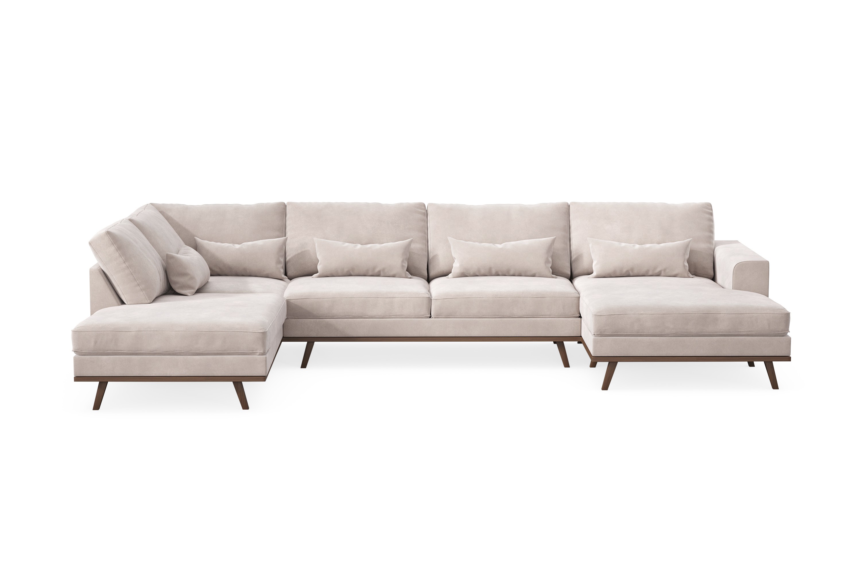 copenhagen 5-sits vänstervänd u-formad large soffa med divan och schäslong i sammet - beige