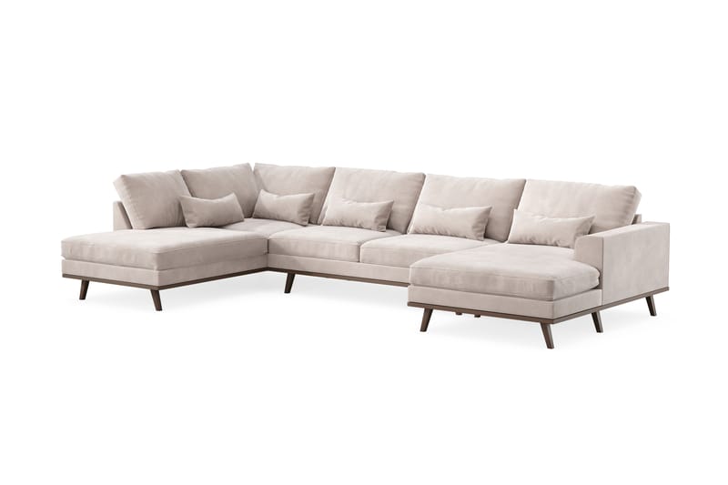 Copenhagen 5-sits Vänstervänd U-formad Large Soffa med Divan och Schäslong i Sammet - Beige - Möbler - Vardagsrum - Soffor - Sammetssoffor
