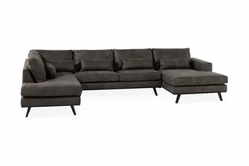 Copenhagen 5-sits Vänstervänd U-formad Soffa med Divan och Schäslong i Konstläder - Mörkgrå - Möbler - Vardagsrum - Soffor - U-soffor