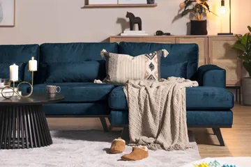 Copenhagen 5-sits Vänstervänd U-formad Soffa med Divan och Schäslong i Sammet - Blå - Möbler - Vardagsrum - Soffor - Sammetssoffor