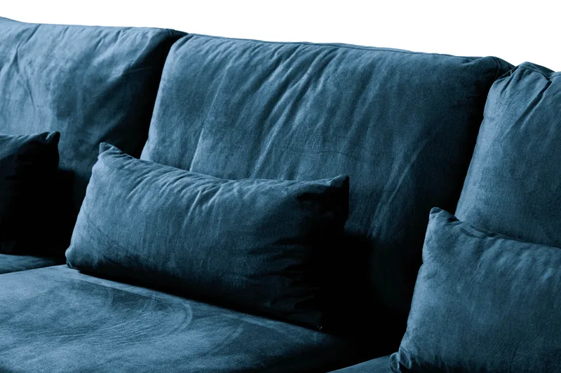 Copenhagen 5-sits Vänstervänd U-formad Soffa med Divan och Schäslong i Sammet - Blå - Möbler - Vardagsrum - Soffor - Sammetssoffor