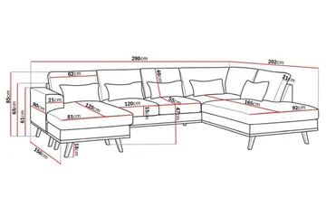 Copenhagen Compact 4-sits Högervänd U-formad Large Soffa med Divan och Schäslong i Tyg - Ljusgrå - Möbler - Vardagsrum - Soffor - U-soffor