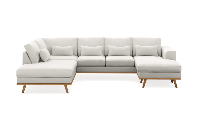 Copenhagen Compact 4-sits Vänstervänd U-formad Soffa med Divan och Schäslong i Tyg, Ljusgrå