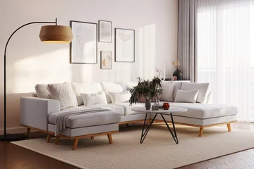 Copenhagen Compact 4-sits Vänstervänd U-formad Soffa med Divan och Schäslong i Tyg - Ljusgrå - Möbler - Vardagsrum - Soffor - U-soffor