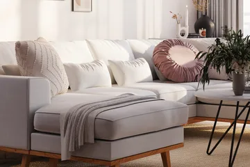Copenhagen Compact 4-sits Vänstervänd U-formad Soffa med Divan och Schäslong i Tyg - Ljusgrå - Möbler - Vardagsrum - Soffor - U-soffor