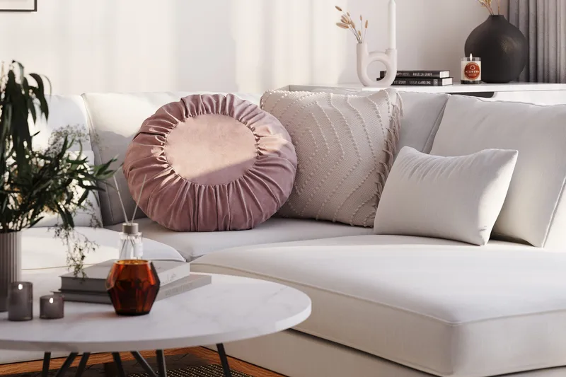 Copenhagen Compact 4-sits Vänstervänd U-formad Soffa med Divan och Schäslong i Tyg - Ljusgrå - Möbler - Vardagsrum - Soffor - U-soffor