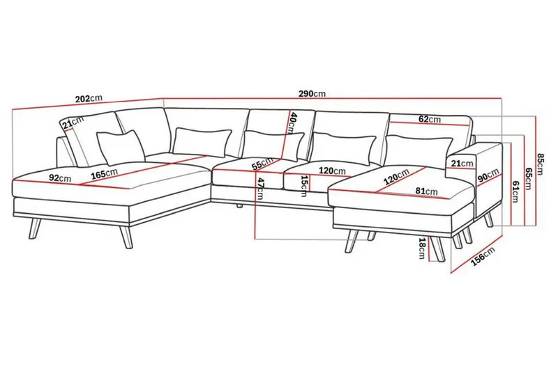 Copenhagen Compact 4-sits Vänstervänd U-formad Soffa med Divan och Schäslong i Tyg - Ljusgrå - Möbler - Vardagsrum - Soffor - U-soffor
