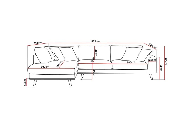 Copenhagen Premium 4-sits Vänstervänd L-formad Djup Schäslongsoffa i Tyg - Grön - Möbler - Vardagsrum - Soffor - Divansoffa & schäslong