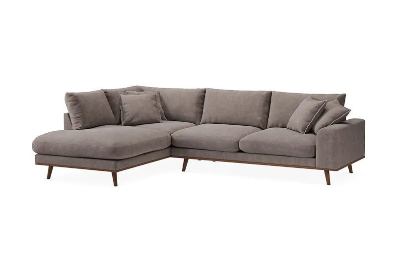 Copenhagen Premium 4-sits Vänstervänd L-formad Djup Schäslongsoffa i Tyg - Brun - Möbler - Vardagsrum - Soffor - Divansoffa & schäslong