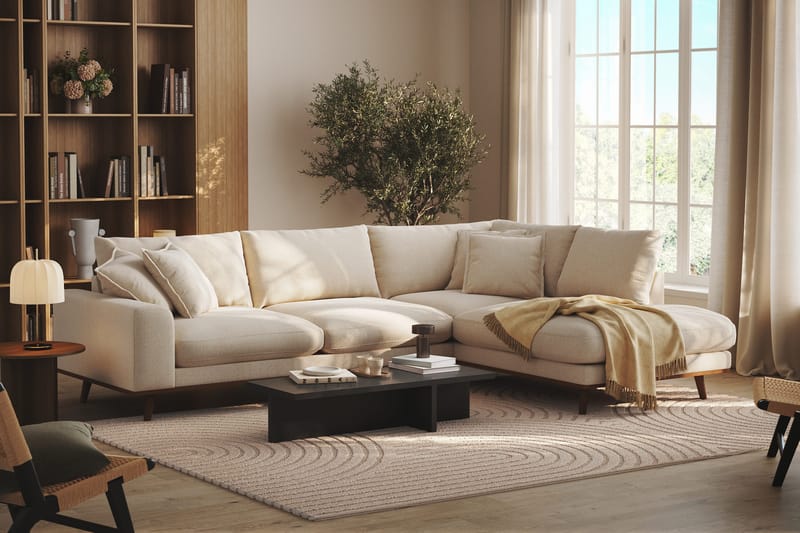 Copenhagen Premium 4-sits Högervänd L-formad Djup Schäslongsoffa i Chenille - Ljusbeige - Möbler - Vardagsrum - Soffor - Divansoffa & schäslong