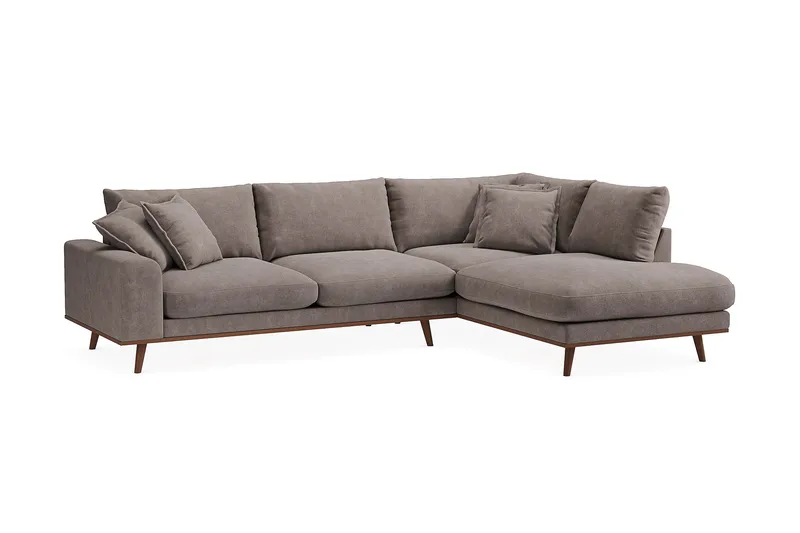 Copenhagen Premium 4-sits Högervänd L-formad Djup Schäslongsoffa i Tyg - Brun - Möbler - Vardagsrum - Soffor - Divansoffa & schäslong