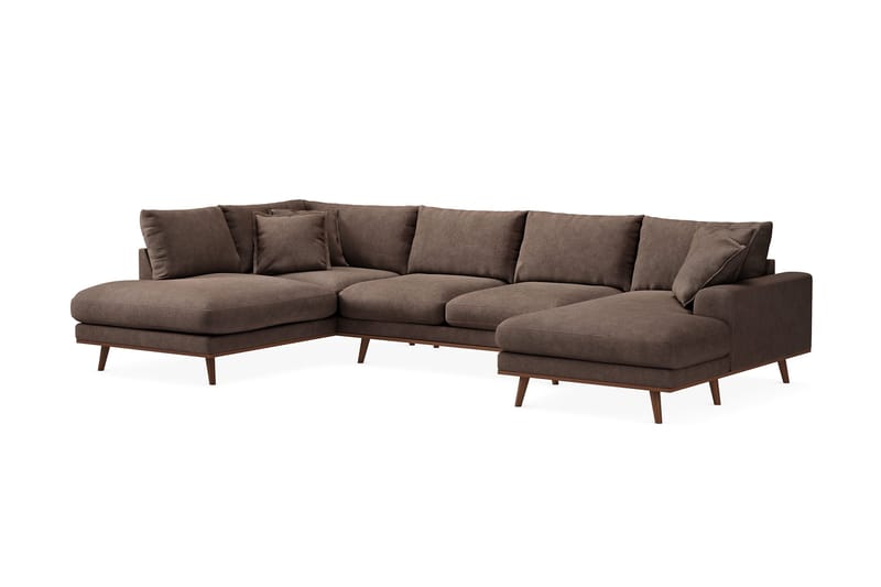 Copenhagen Premium 5-sits Vänstervänd U-formad Djup Soffa med Divan och Schäslong i Tyg - Mörkbrun - Möbler - Vardagsrum - Soffor - U-soffor