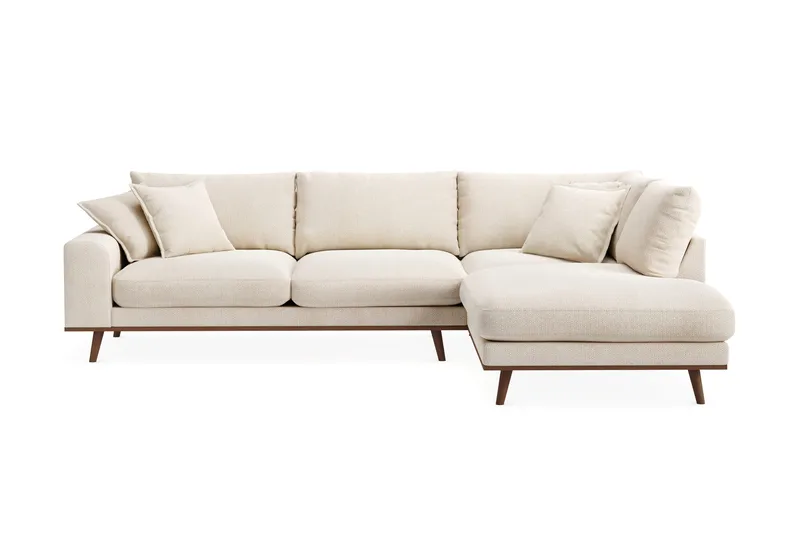 Copenhagen Premium 4-sits Högervänd L-formad Djup Schäslongsoffa i Chenille - Ljusbeige - Möbler - Vardagsrum - Soffor - Divansoffa & schäslong