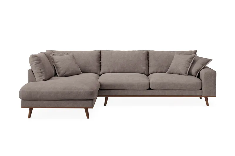 Copenhagen Premium 4-sits Vänstervänd L-formad Djup Schäslongsoffa i Tyg - Brun - Möbler - Vardagsrum - Soffor - Divansoffa & schäslong