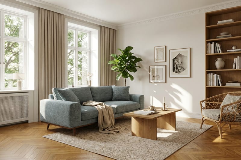 Copenhagen Premium Djup 3-sits Soffa i Chenille - Grå/Blå - Möbler - Vardagsrum - Soffor - 3-sits soffor