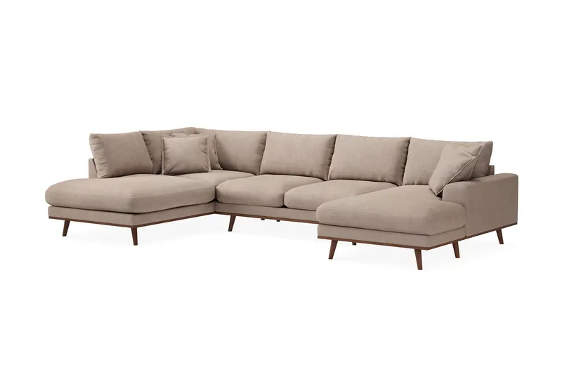 Copenhagen Premium 5-sits Vänstervänd U-formad Djup Soffa med Divan och Schäslong i Tyg - Ljusbrun - Möbler - Vardagsrum - Soffor - U-soffor