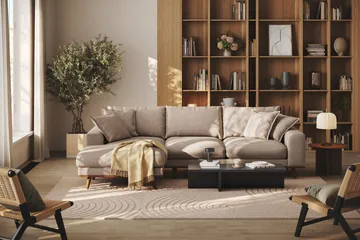 Copenhagen Premium 4-sits Vänstervänd L-formad Djup Divansoffa i Tyg - Ljusbrun - Möbler - Vardagsrum - Soffor - Divansoffa & schäslong