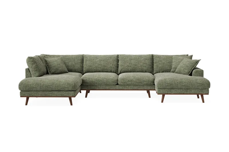 Copenhagen Premium 5-sits Vänstervänd U-formad Djup Soffa med Divan och Schäslong i Chenille - Grön - Möbler - Vardagsrum - Soffor - U-soffor