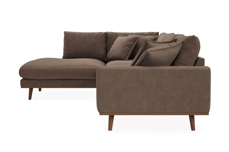 Copenhagen Premium 4-sits Vänstervänd L-formad Djup Schäslongsoffa i Tyg - Mörkbrun - Möbler - Vardagsrum - Soffor - Divansoffa & schäslong