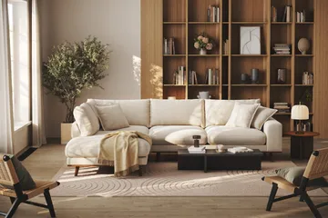 Copenhagen Premium 4-sits Vänstervänd L-formad Djup Schäslongsoffa i Chenille - Ljusbeige - Möbler - Vardagsrum - Soffor - Divansoffa & schäslong