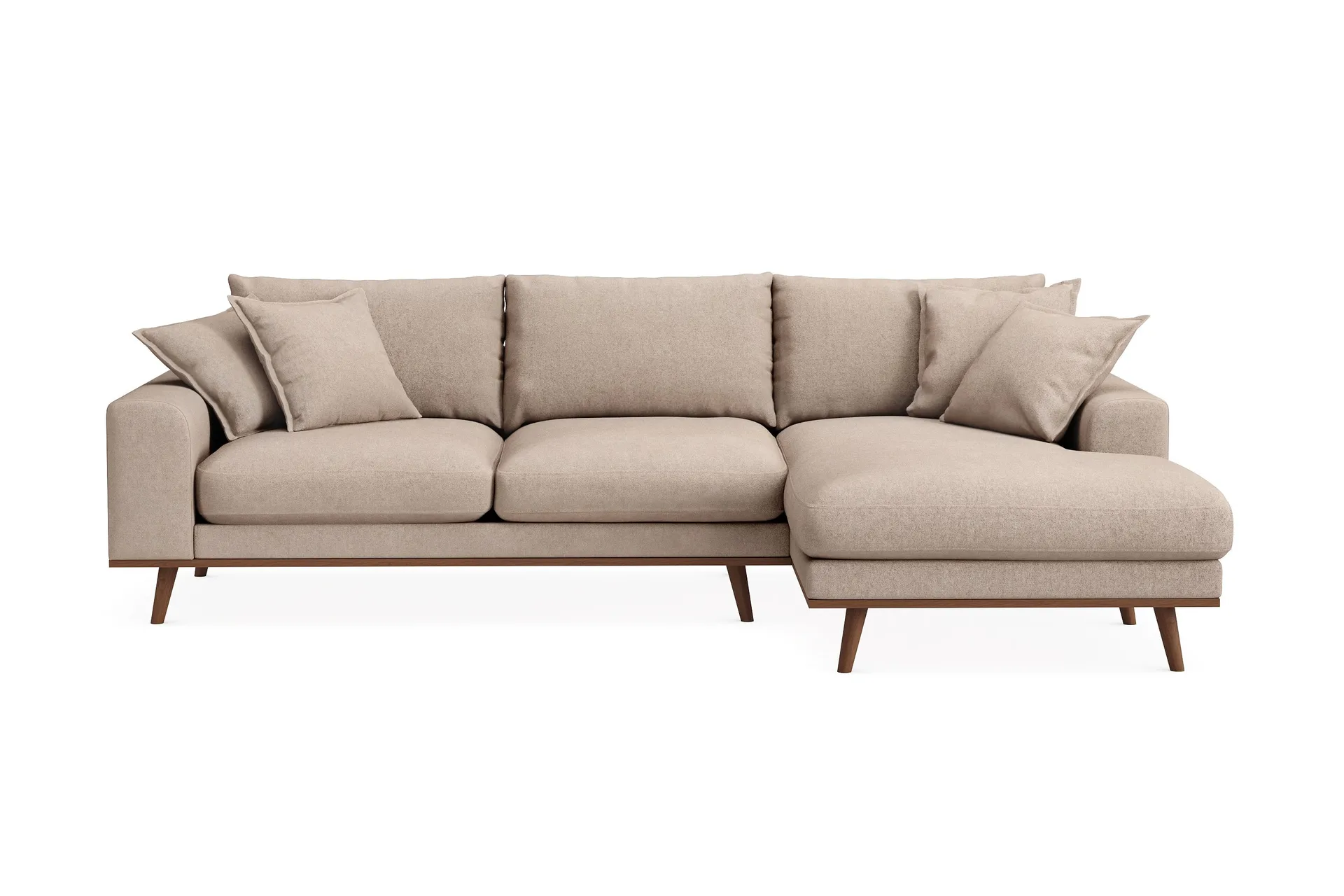 copenhagen premium 4-sits högervänd l-formad djup divansoffa i tyg - ljusbrun