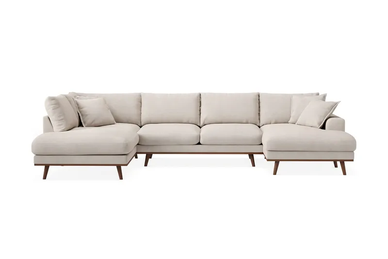 Copenhagen Premium 5-sits Vänstervänd U-formad Djup Soffa med Divan och Schäslong i Tyg - Beige - Möbler - Vardagsrum - Soffor - U-soffor