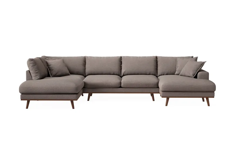 Copenhagen Premium 5-sits Vänstervänd U-formad Djup Soffa med Divan och Schäslong i Tyg - Brun - Möbler - Vardagsrum - Soffor - U-soffor