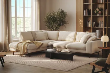 Copenhagen Premium 4-sits Vänstervänd L-formad Djup Schäslongsoffa i Chenille - Ljusbeige - Möbler - Vardagsrum - Soffor - Divansoffa & schäslong