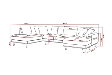 Copenhagen Premium 5-sits Vänstervänd U-formad Djup Soffa med Divan och Schäslong i Chenille - Brun - Möbler - Vardagsrum - Soffor - U-soffor