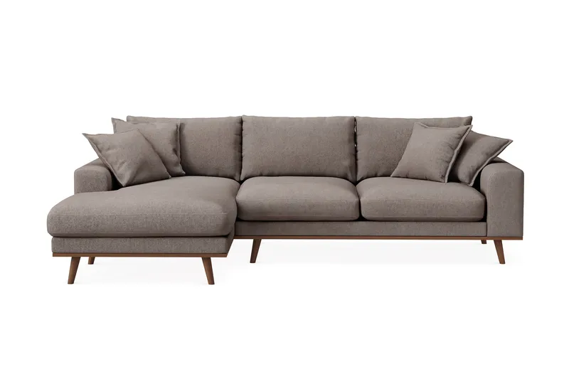 Copenhagen Premium 4-sits Vänstervänd L-formad Djup Divansoffa i Tyg - Brun - Möbler - Vardagsrum - Soffor - Divansoffa & schäslong