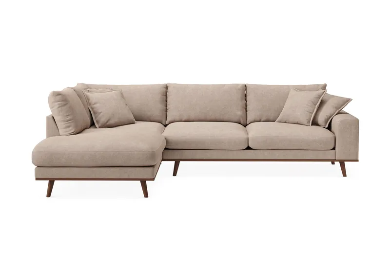 Copenhagen Premium 4-sits Vänstervänd L-formad Djup Schäslongsoffa i Tyg - Ljusbrun - Möbler - Vardagsrum - Soffor - Divansoffa & schäslong