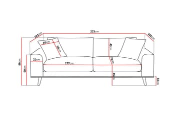 Copenhagen Premium Djup 3-sits Soffa i Chenille - Grå/Blå - Möbler - Vardagsrum - Soffor - 3-sits soffor