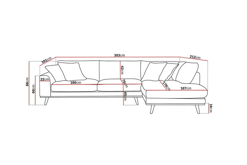 Copenhagen Premium 4-sits Högervänd L-formad Djup Schäslongsoffa i Tyg - Grön - Möbler - Vardagsrum - Soffor - Divansoffa & schäslong
