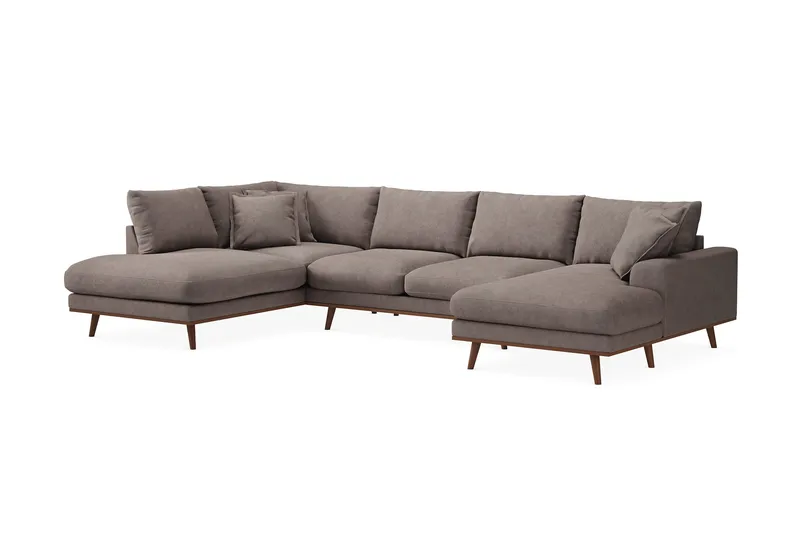 Copenhagen Premium 5-sits Vänstervänd U-formad Djup Soffa med Divan och Schäslong i Tyg - Brun - Möbler - Vardagsrum - Soffor - U-soffor