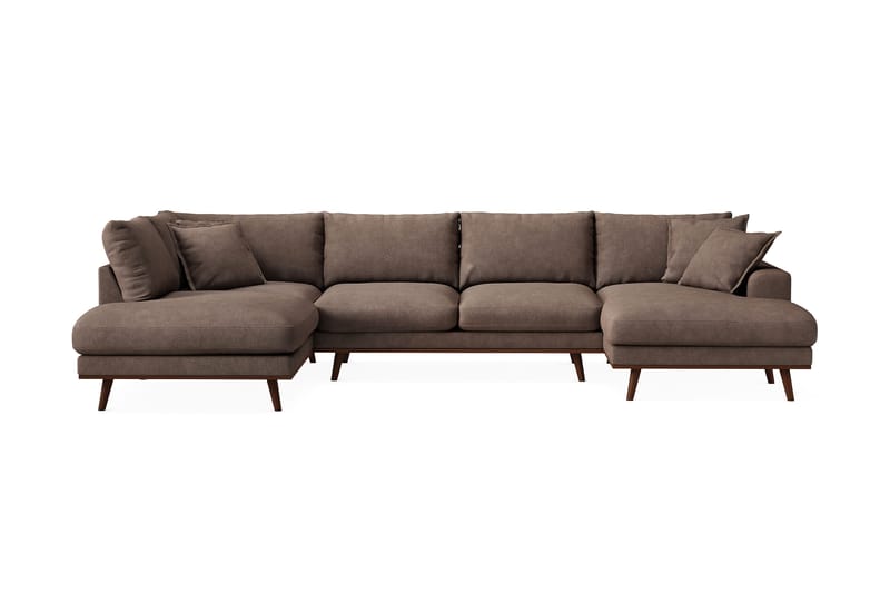 Copenhagen Premium 5-sits Vänstervänd U-formad Djup Soffa med Divan och Schäslong i Tyg - Mörkbrun - Möbler - Vardagsrum - Soffor - U-soffor