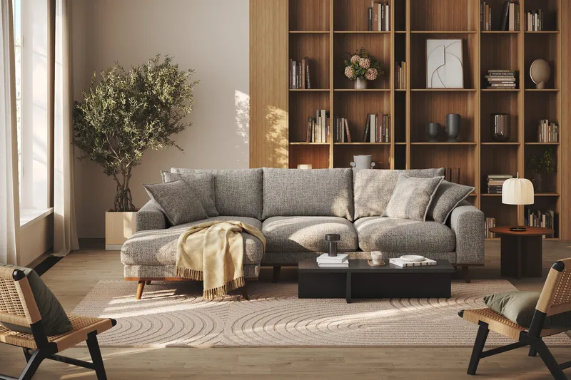 Copenhagen Premium 4-sits Vänstervänd L-formad Djup Divansoffa i Chenille - Grå - Möbler - Vardagsrum - Soffor - Divansoffa & schäslong