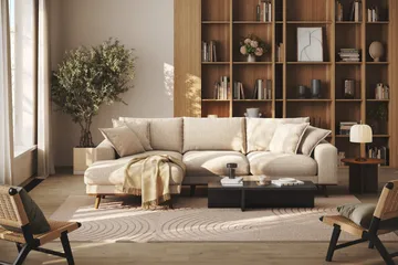 Copenhagen Premium 4-sits Vänstervänd L-formad Djup Divansoffa i Chenille - Beige - Möbler - Vardagsrum - Soffor - Divansoffa & schäslong
